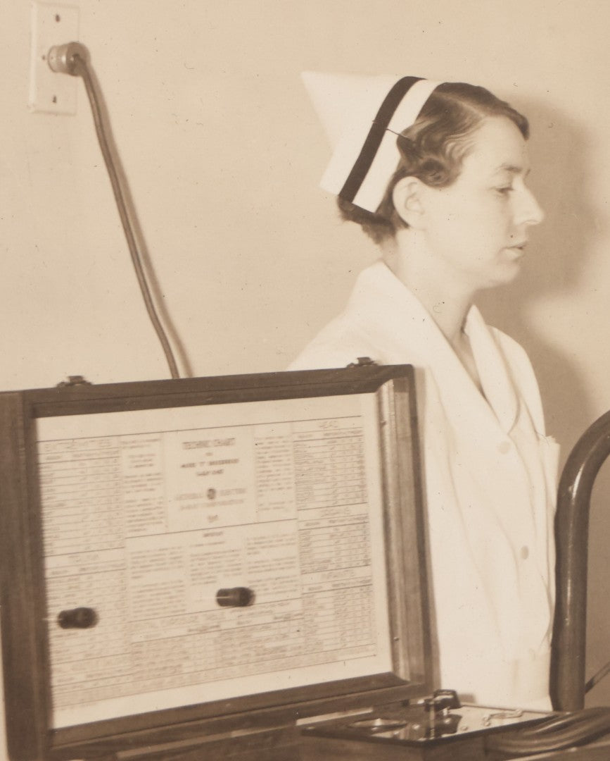 Lot 080 - Vintage Photograph In Paper Frame Of Woman In Hospital Bed With Her Nurse And Doctor About To Utilize An Unknown Medical Apperatus, C.L. Smith & Co., Photographers, Norwood, Massachusetts