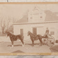 Lot 084 - Antique Boarded Photograph Of Man Sitting In Horsedrawn Carriage With Two Horses In Front Of A Home With Doghouse, Photographed By Jewett, Orange, New Jersey