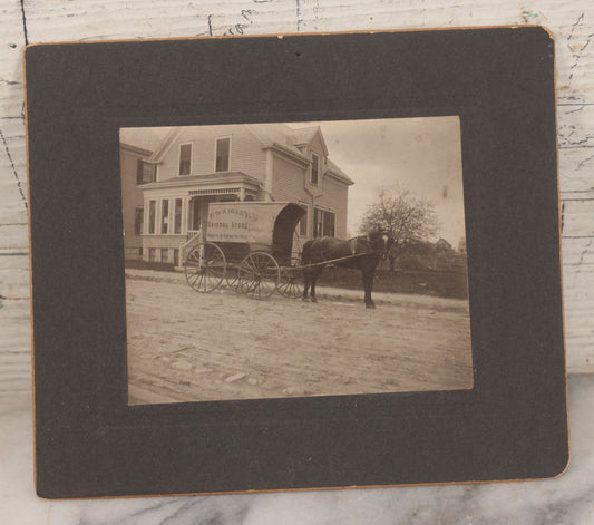 Lot 086 - Antique Boarded Photograph Of Horsedrawn Delivery Wagon Advertising T. Wrigley Bristol Store Meats & Groceries