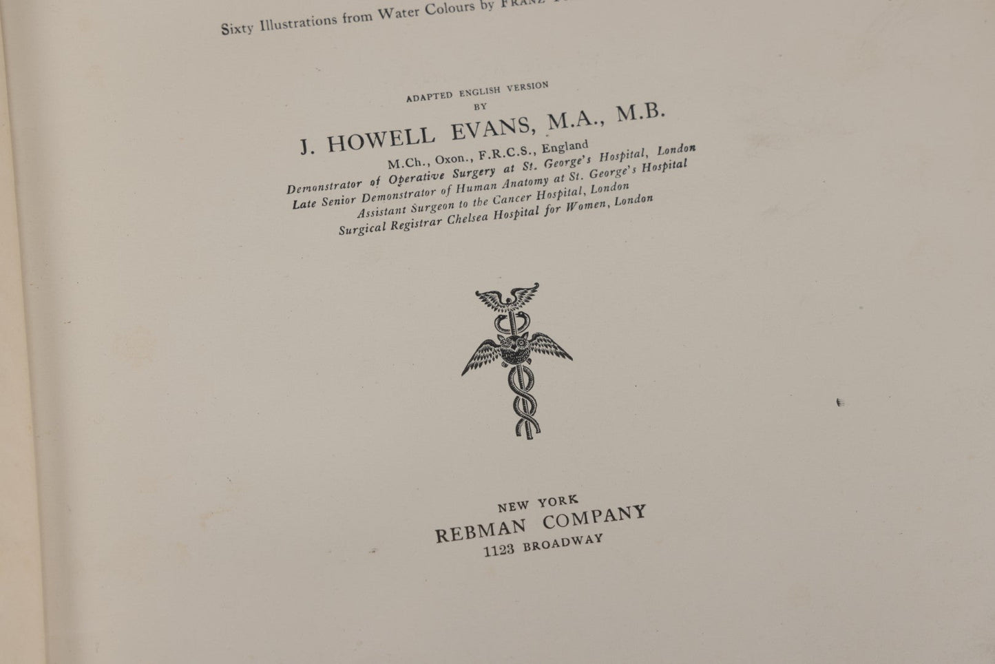 Lot 002 - "Atlas Of Typical Operations In Surgery" Antique Book By Dr. Ph. Bockenheimer & Dr. Fritz Frohse, With 60 Full Color Illustrations By Franz Frohse, English Adaptation By J. Howell Evans, Rebman Company, New York, Publishers, Circa 1900