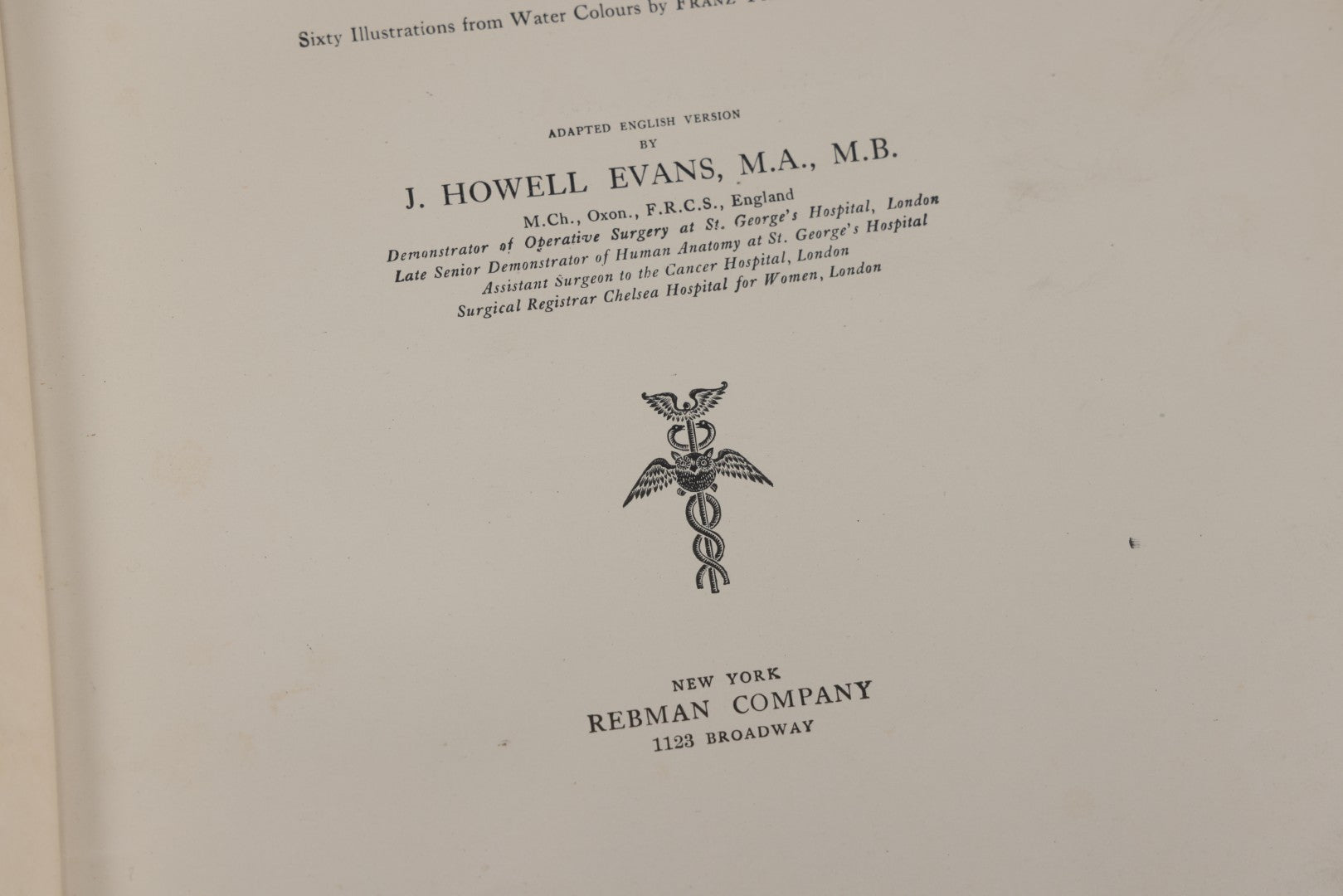 Lot 002 - "Atlas Of Typical Operations In Surgery" Antique Book By Dr. Ph. Bockenheimer & Dr. Fritz Frohse, With 60 Full Color Illustrations By Franz Frohse, English Adaptation By J. Howell Evans, Rebman Company, New York, Publishers, Circa 1900
