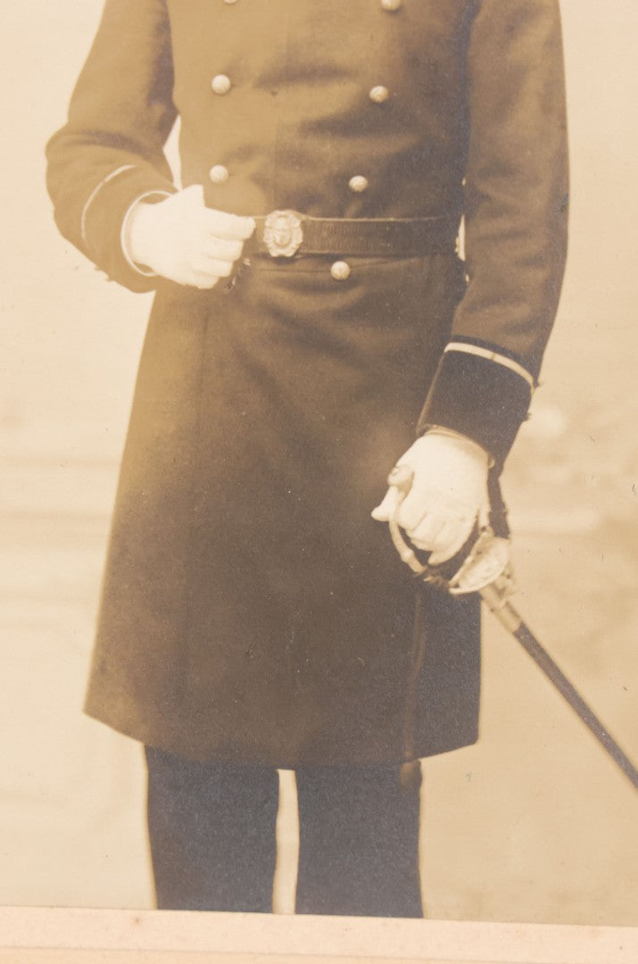 Lot 091 - Antique Boarded Photograph Of French Navy (Marine National) Officer In Formal Dress Uniform, Ejotte-Latouche, Photographer, Brest, France