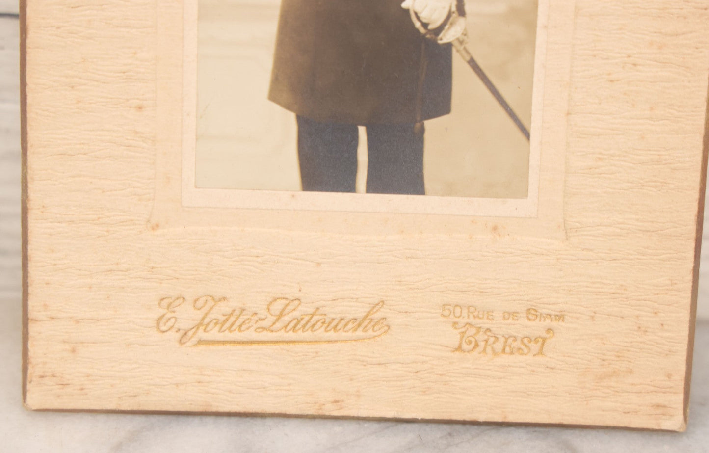 Lot 091 - Antique Boarded Photograph Of French Navy (Marine National) Officer In Formal Dress Uniform, Ejotte-Latouche, Photographer, Brest, France