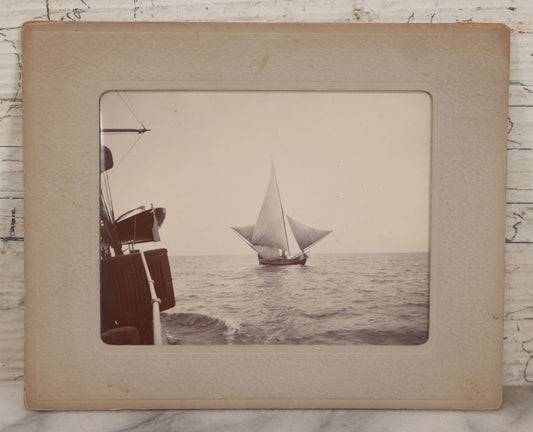 Lot 098 - Antique Photograph In Paper Slip Frame Of Lateen-Rigged Sailing Vessel, Possibly A Dhow (Indian Ocean Region Coastal Trading Ship)