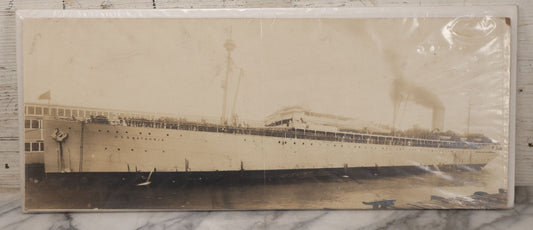 Lot 099 - Vintage Boarded "Yardlong" Photograph Of U.S.S. Matsonia And Her Crew, Holladay Photo, Newport News, Virginia