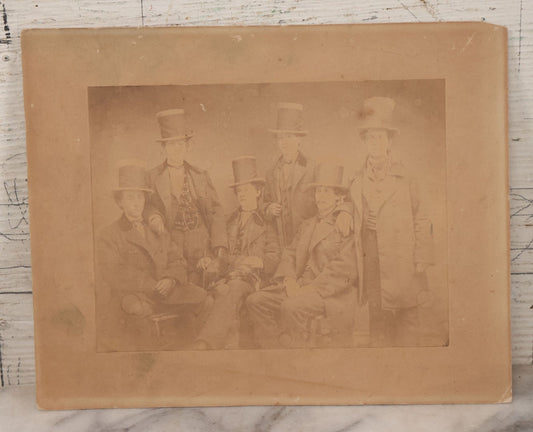Lot 102 - Antique Boarded Photograph Of Six Well Dressed Men In Stovepipe Top Hats 