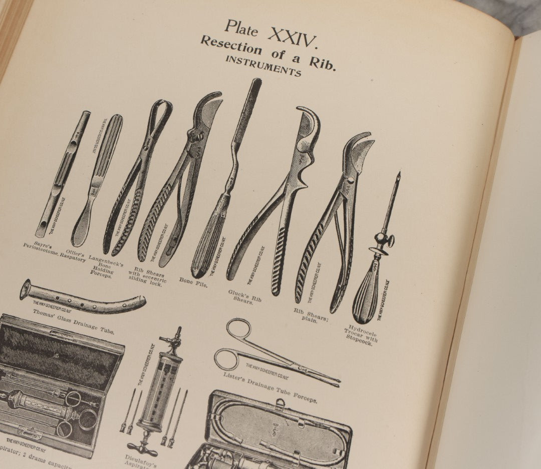 Lot 002 - "Atlas Of Typical Operations In Surgery" Antique Book By Dr. Ph. Bockenheimer & Dr. Fritz Frohse, With 60 Full Color Illustrations By Franz Frohse, English Adaptation By J. Howell Evans, Rebman Company, New York, Publishers, Circa 1900