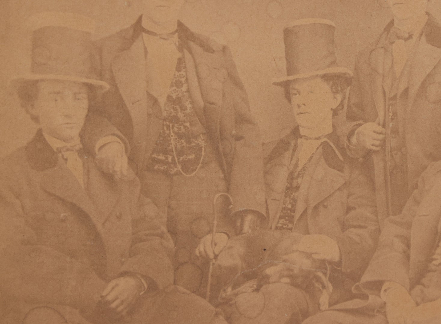 Lot 102 - Antique Boarded Photograph Of Six Well Dressed Men In Stovepipe Top Hats 