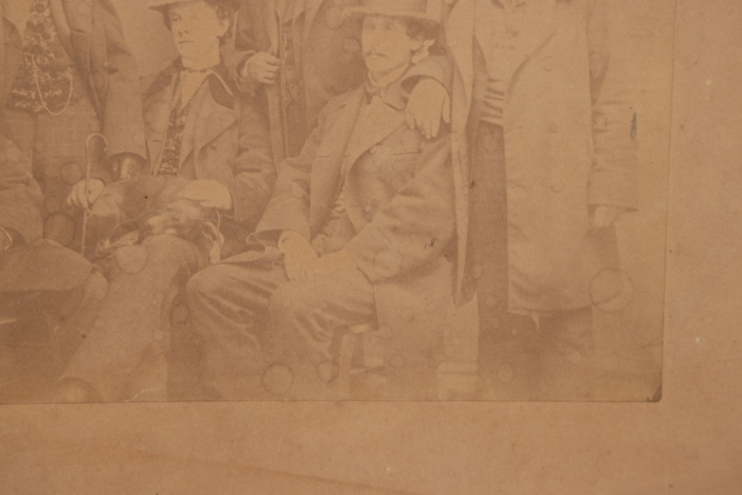 Lot 102 - Antique Boarded Photograph Of Six Well Dressed Men In Stovepipe Top Hats 