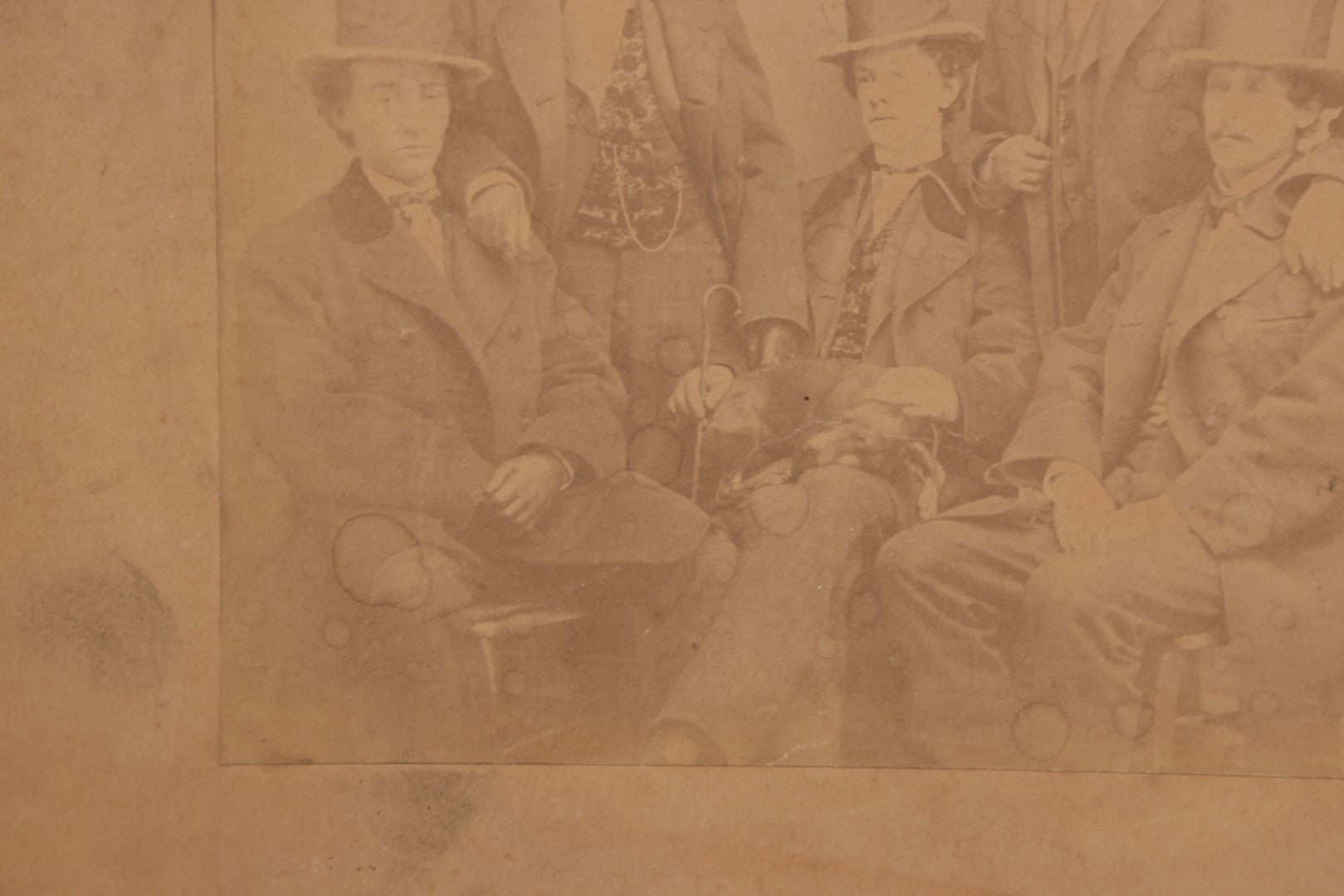 Lot 102 - Antique Boarded Photograph Of Six Well Dressed Men In Stovepipe Top Hats 