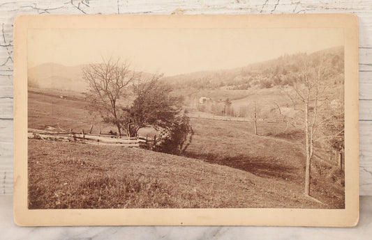 Lot 108 - Antique Boarded Photograph Of Hillside New England Farm With Farmhouse, Barn, Stone Wall, Fence, Horse, And More Visible, J. Brodie Smith, Photographer, Manchester New Hampshire