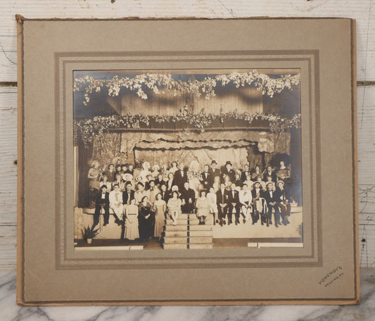 Lot 111 - Antique Boarded Photograph Of Full Cast Of A Stage Play Posing On Set, All Rows - Men And Women - Performed By Men In Costume, Pomeroy's, Photographers, Reading, Pennsylvania