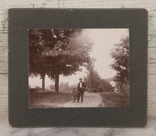 Lot 118 - Antique Boarded Photograph Of Amos Barton Posing With Young Robert Goss On Tree Lined Dirt Path