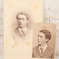 Lot 125 - Pair Of Antique Photos Of Same Man Wearing Peculiar Spectacles With Skull And Crossbones Tie Tack Pin, Cabinet Card And C.D.V., George H. Hastings, Photographer, Newton, Massachusetts