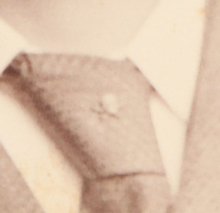 Lot 125 - Pair Of Antique Photos Of Same Man Wearing Peculiar Spectacles With Skull And Crossbones Tie Tack Pin, Cabinet Card And C.D.V., George H. Hastings, Photographer, Newton, Massachusetts