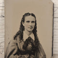 Lot 129 - Single Antique Tintype Photograph Of Woman With Pretty Curly Hair Tucked Behind Her Ears