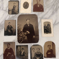Lot 132 - Grouping Of Ten Antique Tintype Photographs Including Half Plate Of Boy Leaning Against Branch Chair, Young Man With Bowtie, Gaunt Woman With Jewelry, Middle Aged Couple, Mother And Son, And More