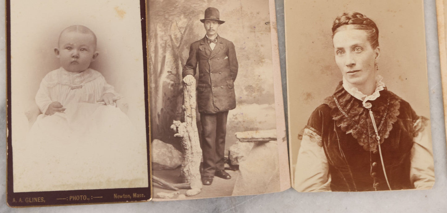 Lot 134 - Grouping Of 19 Antique Carte De Visite C.D.V. Photographs Including Pretty Woman With Long Blond Hair, Man With Mutton Chops, Little Girl Seated On Table, Incredulous Baby, Woman With Ruffled Collar, Man With Preposterous Mustache, And More