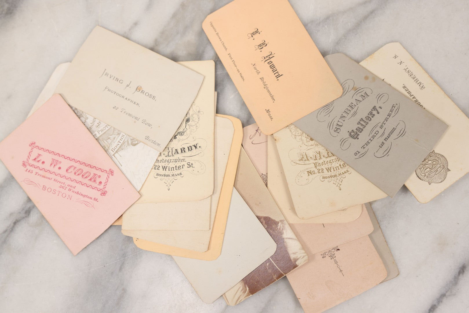 Lot 134 - Grouping Of 19 Antique Carte De Visite C.D.V. Photographs Including Pretty Woman With Long Blond Hair, Man With Mutton Chops, Little Girl Seated On Table, Incredulous Baby, Woman With Ruffled Collar, Man With Preposterous Mustache, And More