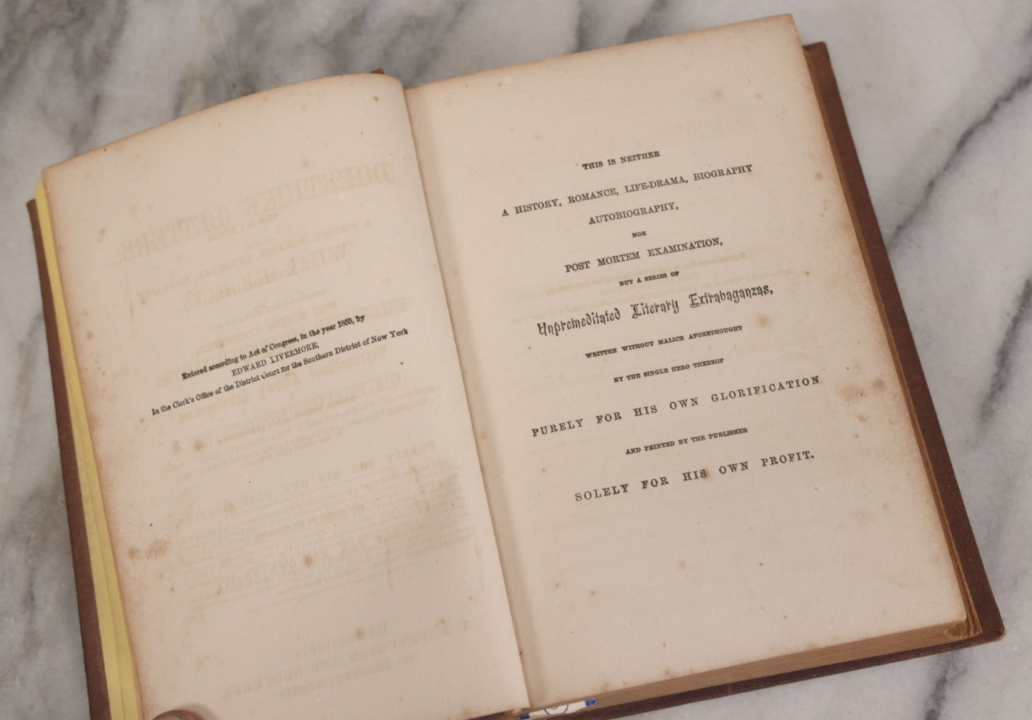 Lot 150 - "Doesticks' Letters: And What He Says; Containing The Whole Of His Celebrated And Original Letters" Antique Satirical Book By Q.K. Philander Doesticks, T.B. Peterson And Brothers, Publishers, Philadelphia, 1855