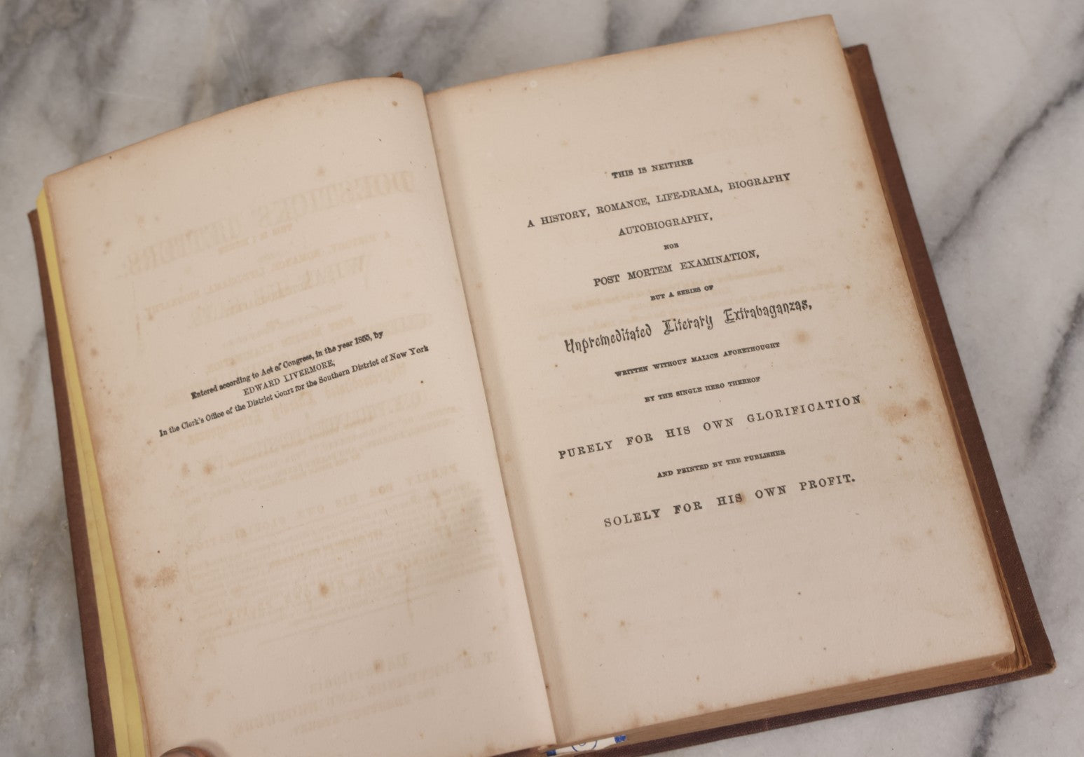 Lot 150 - "Doesticks' Letters: And What He Says; Containing The Whole Of His Celebrated And Original Letters" Antique Satirical Book By Q.K. Philander Doesticks, T.B. Peterson And Brothers, Publishers, Philadelphia, 1855