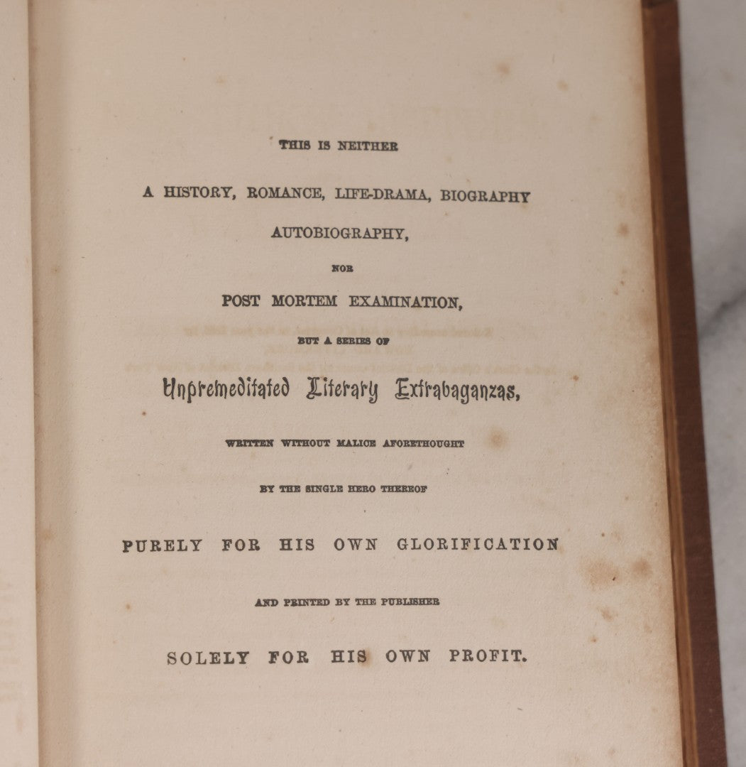 Lot 150 - "Doesticks' Letters: And What He Says; Containing The Whole Of His Celebrated And Original Letters" Antique Satirical Book By Q.K. Philander Doesticks, T.B. Peterson And Brothers, Publishers, Philadelphia, 1855