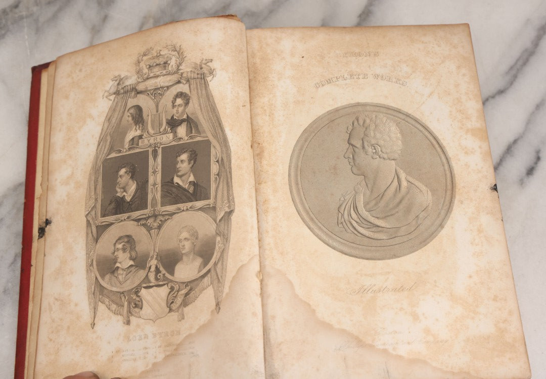 Lot 151 - "The Works Of Lord Byron: Embracing His Suppressed Poems And A Sketch Of His Life" Antique Poetry Book, Illustrated, New Edition, Complete In One Volume, Phillips, Sampson, And Company, Publishers, Boston, 1855