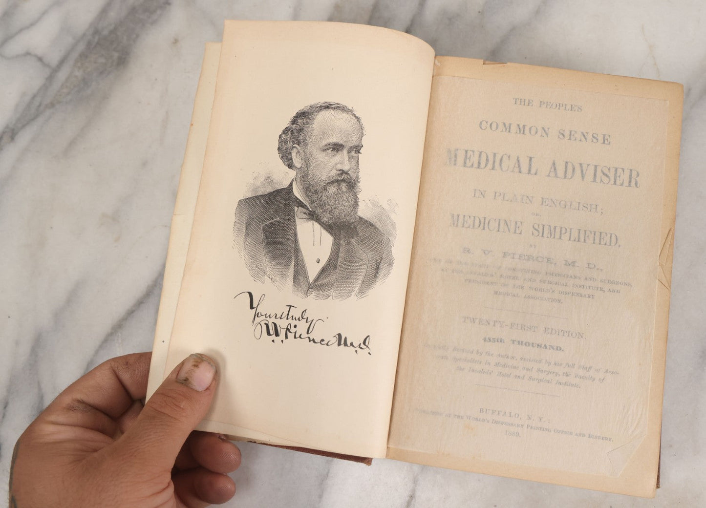 Lot 003 - "The People's Common Sense Medical Adviser In Plain English; Or Medicine Simplified" Antique Book By R.V. Pierce, M.D., 21st Edition, Illustrated, 1889