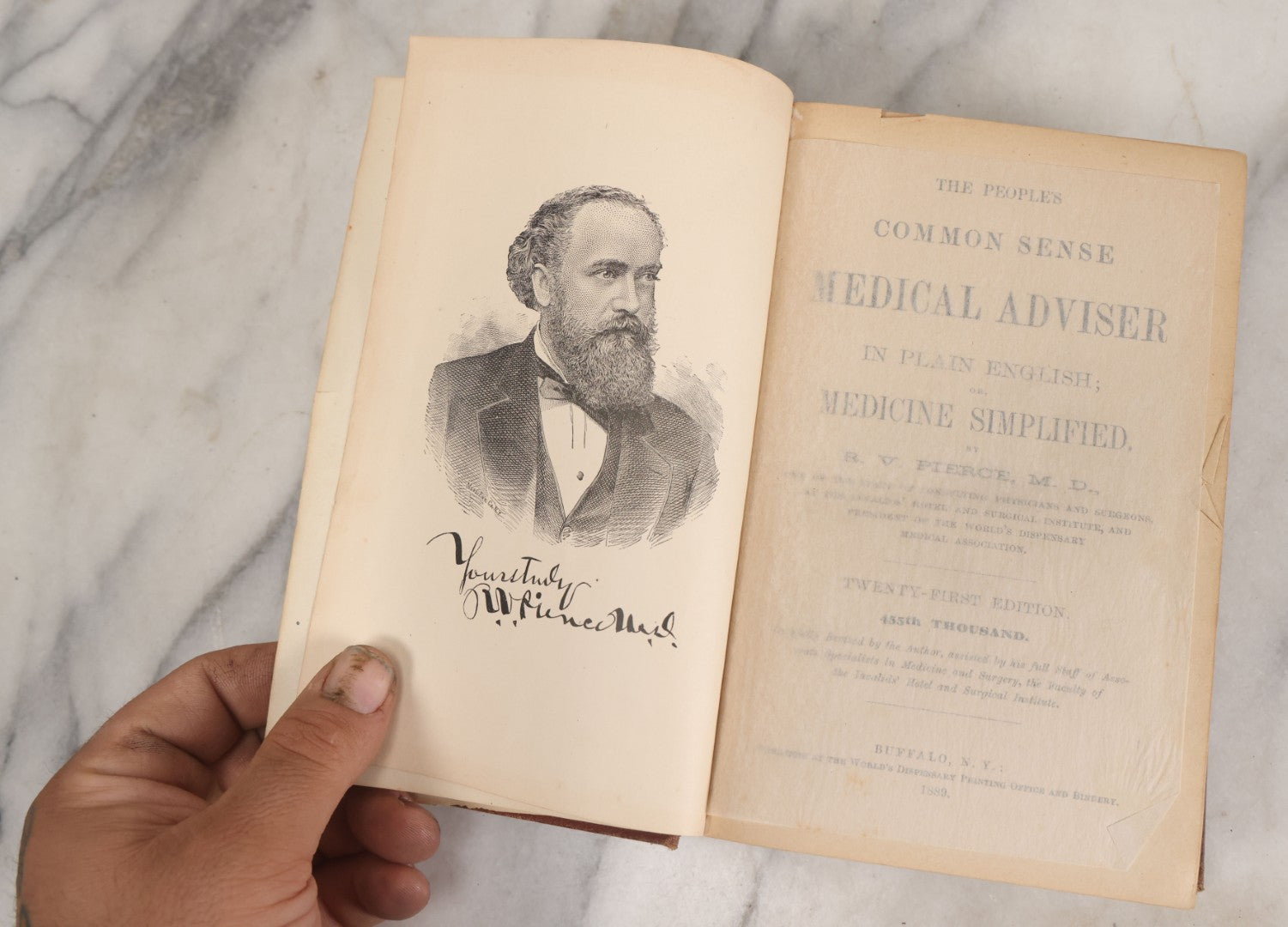 Lot 003 - "The People's Common Sense Medical Adviser In Plain English; Or Medicine Simplified" Antique Book By R.V. Pierce, M.D., 21st Edition, Illustrated, 1889