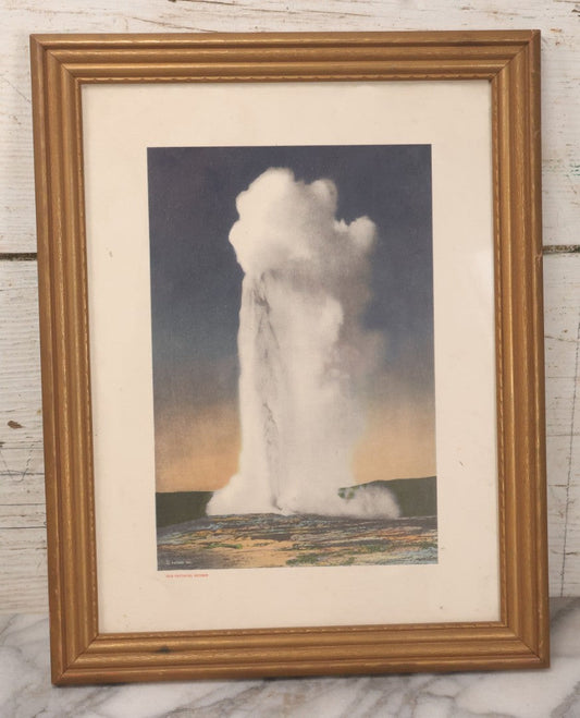 Lot 167 - Vintage Full Color Photo Print In Frame Of The Old Faithful Geyser, Yellowstone National Park, Copyright Haynes Inc.