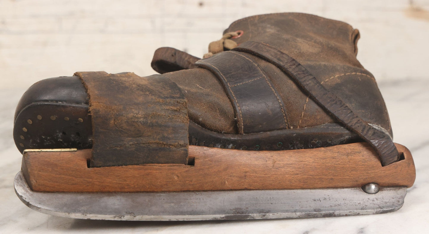 Lot 006 - Pair Of Antique Cert Gripwell Leather Boots With Period Ice Skates, Manufactured Marsden Brothers, Skate-Makers, Sheffield, England