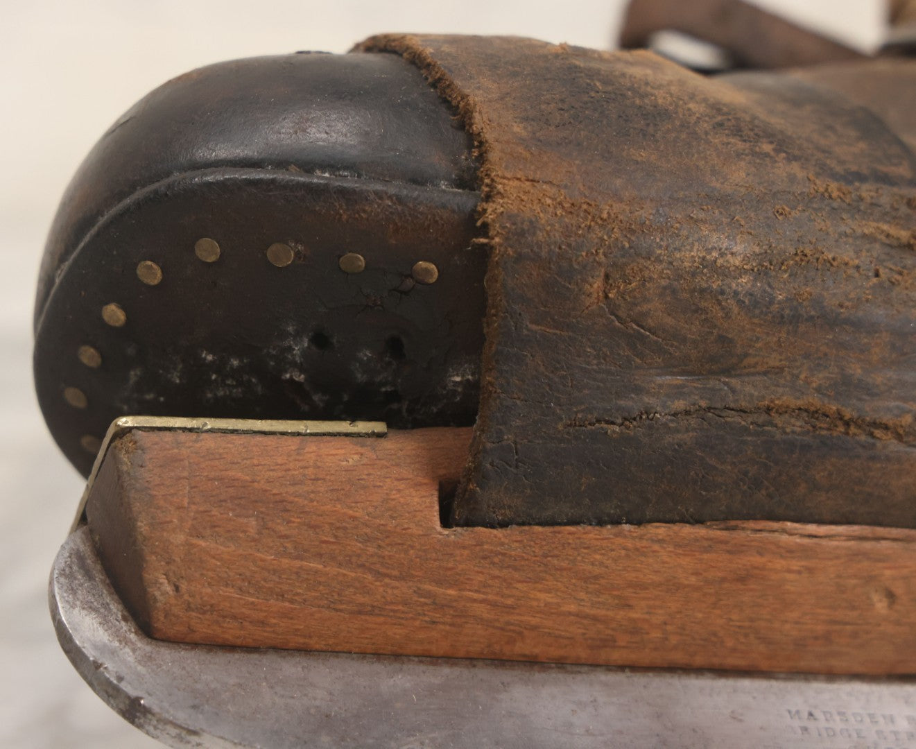 Lot 006 - Pair Of Antique Cert Gripwell Leather Boots With Period Ice Skates, Manufactured Marsden Brothers, Skate-Makers, Sheffield, England