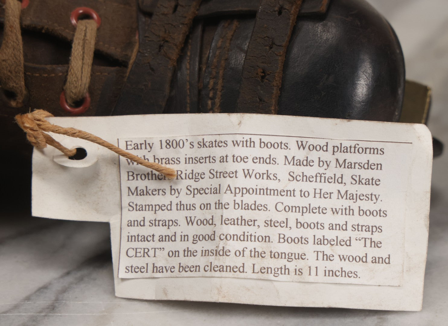 Lot 006 - Pair Of Antique Cert Gripwell Leather Boots With Period Ice Skates, Manufactured Marsden Brothers, Skate-Makers, Sheffield, England