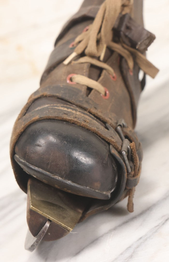 Lot 006 - Pair Of Antique Cert Gripwell Leather Boots With Period Ice Skates, Manufactured Marsden Brothers, Skate-Makers, Sheffield, England