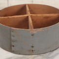 Lot 008 - Antique Four Sectioned Divided Circular Pantry Box With Blue Gray Paint, Missing Lid