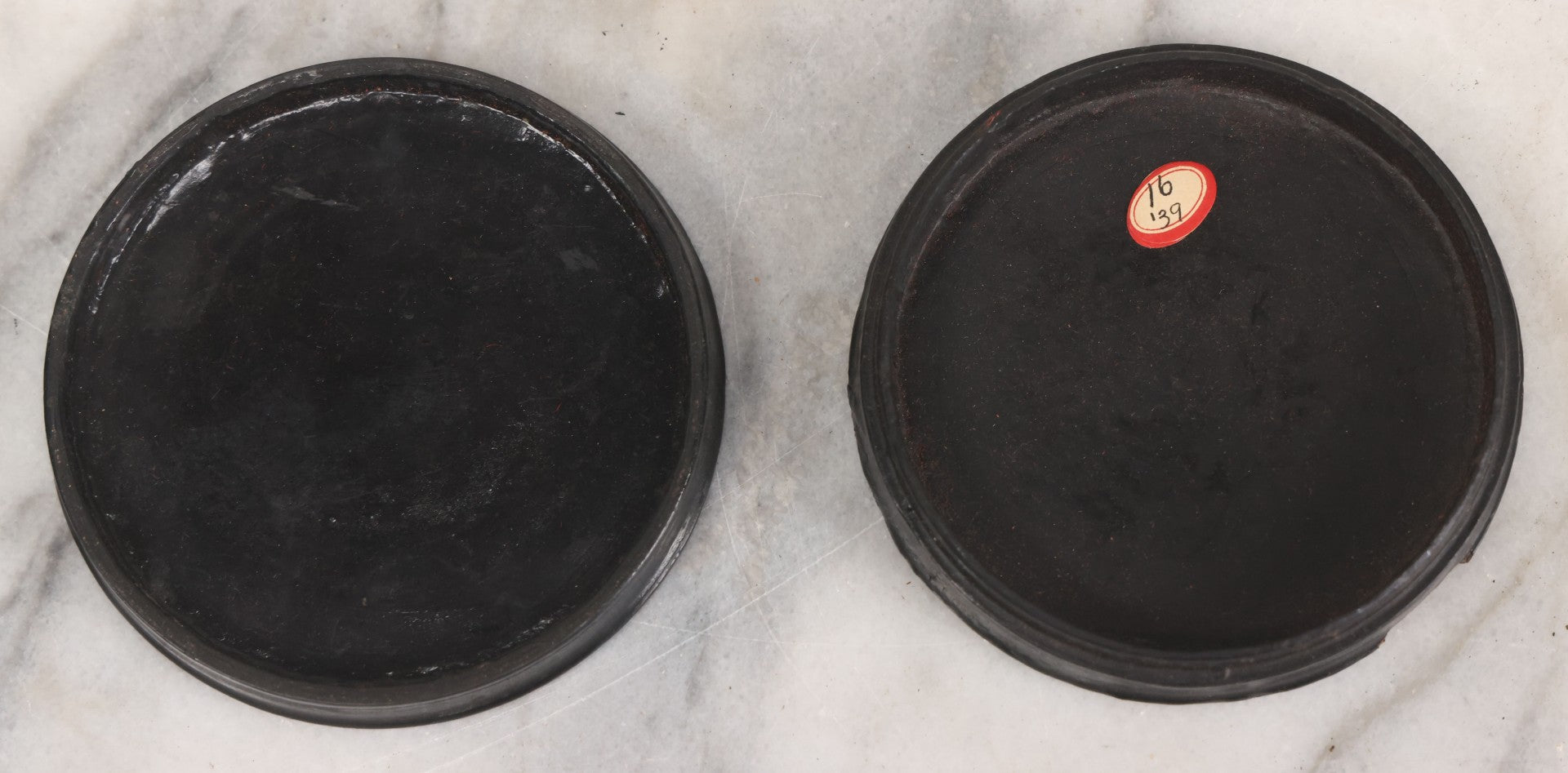 Lot 011 - Antique Laquered Papier Mache Dresser Box With Lithographed Lid Of One Woman Comforting Another, Note Small Loss To Bottom Lip