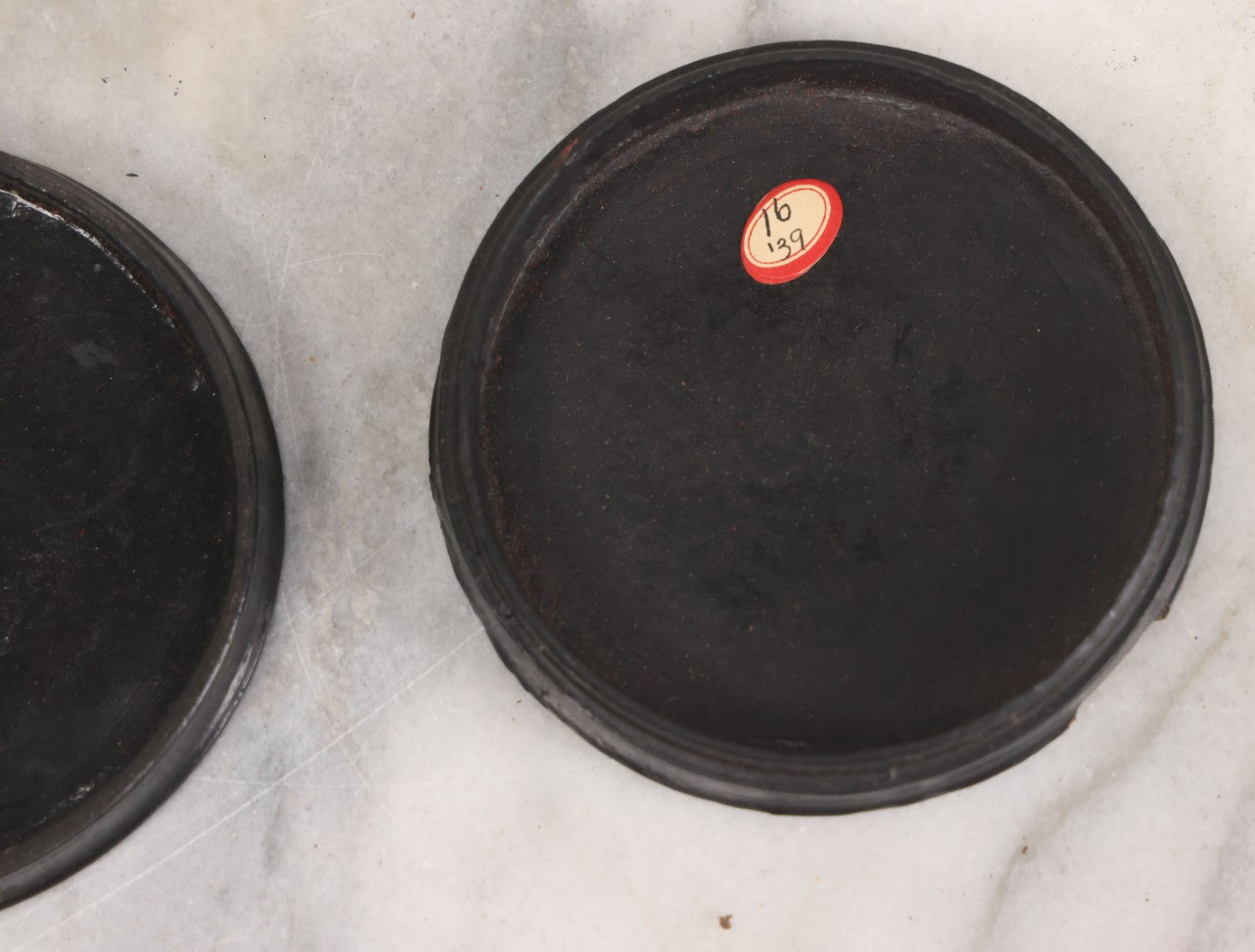 Lot 011 - Antique Laquered Papier Mache Dresser Box With Lithographed Lid Of One Woman Comforting Another, Note Small Loss To Bottom Lip