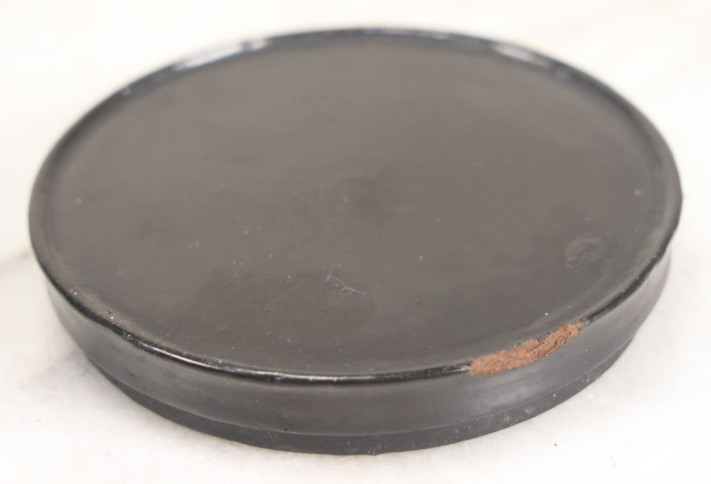 Lot 011 - Antique Laquered Papier Mache Dresser Box With Lithographed Lid Of One Woman Comforting Another, Note Small Loss To Bottom Lip