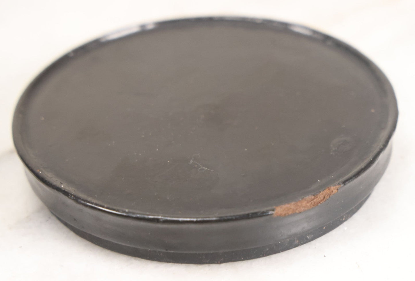 Lot 011 - Antique Laquered Papier Mache Dresser Box With Lithographed Lid Of One Woman Comforting Another, Note Small Loss To Bottom Lip