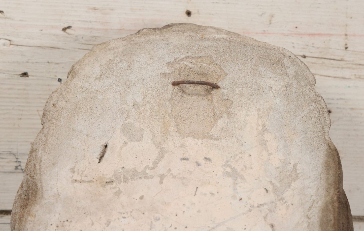 Lot 013 - Vintage Cast Cement Roaring Lion Head With Natural Patina, Thick Gauge Wire Hanger On Back, 10" x 16"