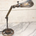 Lot 014 - Vintage Make-Do Industrial Posable Shop Lamp Fashioned From Spare Parts, Working Condition