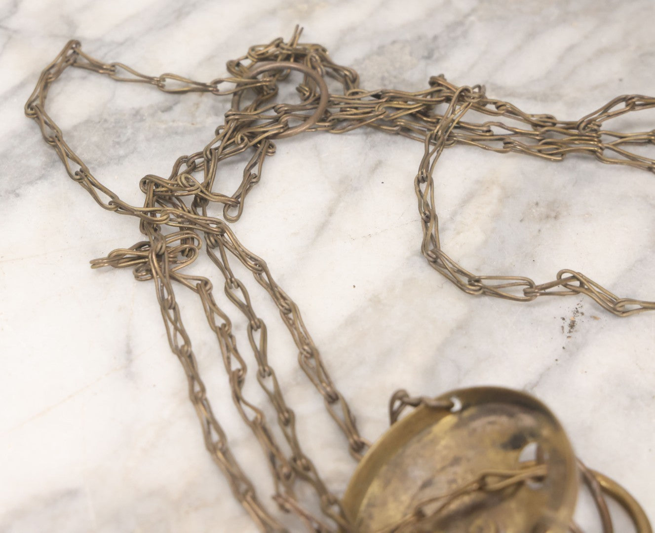 Lot 015 - Vintage Brass Church Censer Incense Burner With Cherub Figureheads, Hanging Chains, Circa Early 20th Century