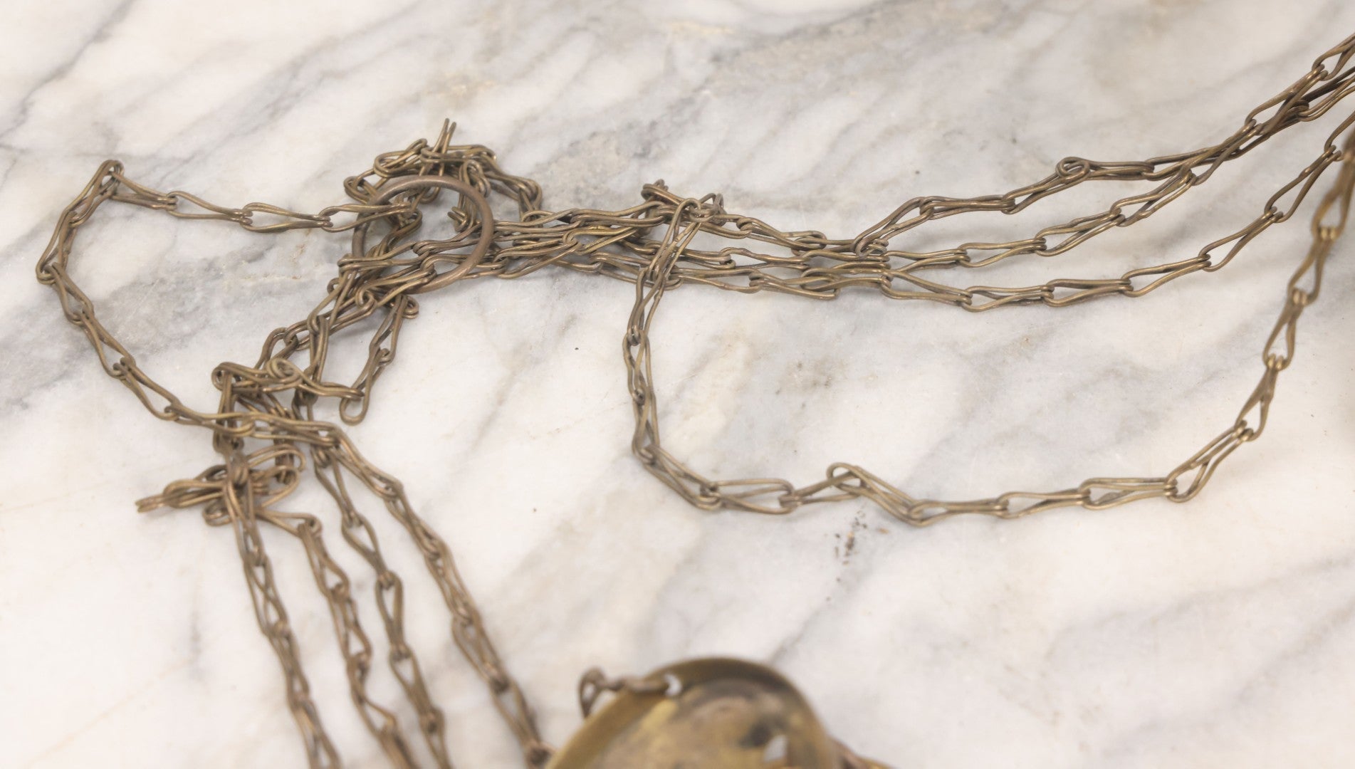 Lot 015 - Vintage Brass Church Censer Incense Burner With Cherub Figureheads, Hanging Chains, Circa Early 20th Century