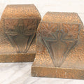 Lot 017 - Pair Of Antique Art And Crafts Art Nouveau Plaster Bookends With Leaf Design, Patinated Bronze Paint And Felt Bottom And Backing