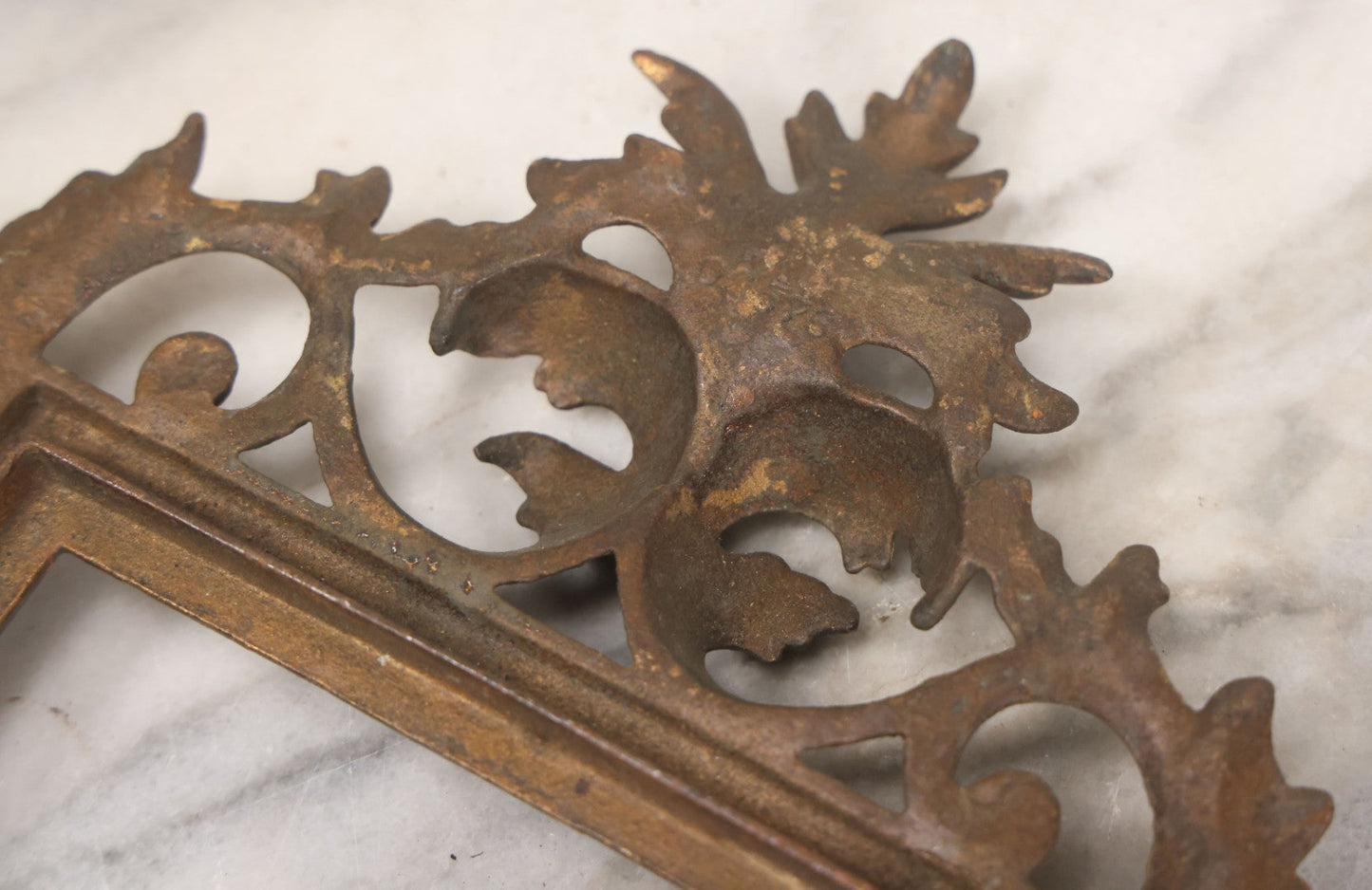 Lot 019 - Antique Ornate Gold Painted Cast Metal Rococco Style Frame With Folding Stand