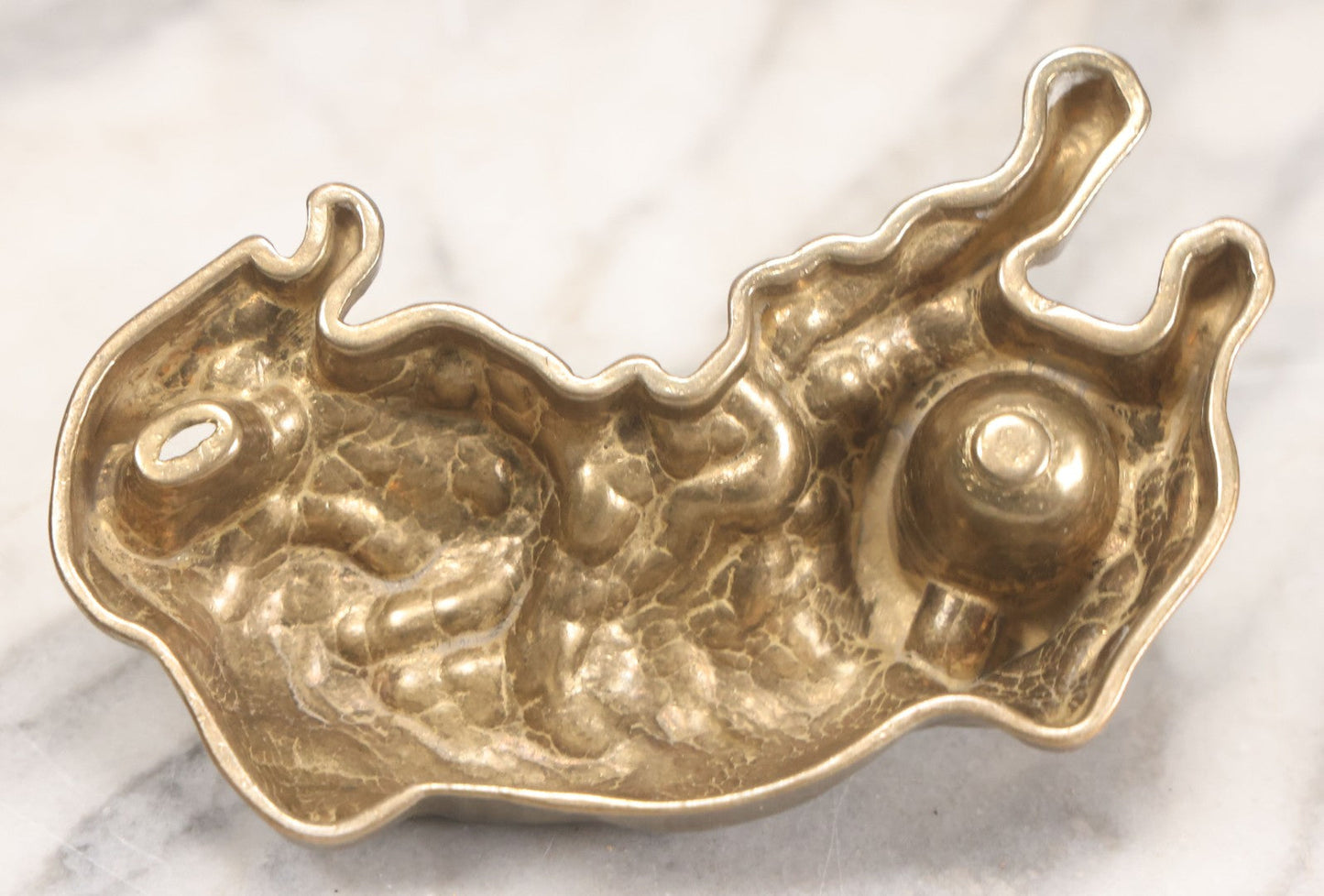 Lot 021 - Vintage Cast Brass Figural Dog Inkwell With Hinged Head Lid 