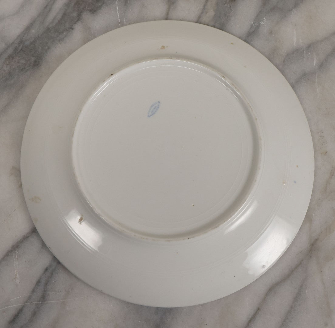 Lot 026 - Antique Porcelein Dinner Plate From U.S. Naval Hospital With Anchor Motif And Insignia, Manufactured By Maddock's American China, 9-1/2" Diameter