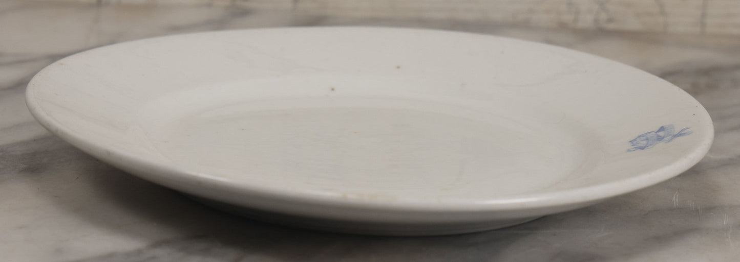 Lot 026 - Antique Porcelein Dinner Plate From U.S. Naval Hospital With Anchor Motif And Insignia, Manufactured By Maddock's American China, 9-1/2" Diameter