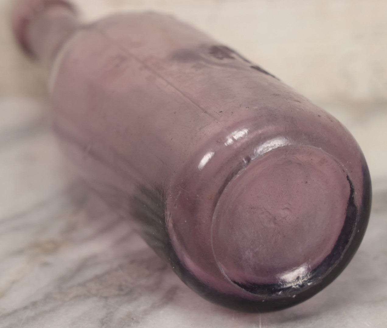 Lot 032 - Antique Purple Glass Bottle From Thos. Grimes & Bro. Inc., Providence, Rhode Island, 9" Height
