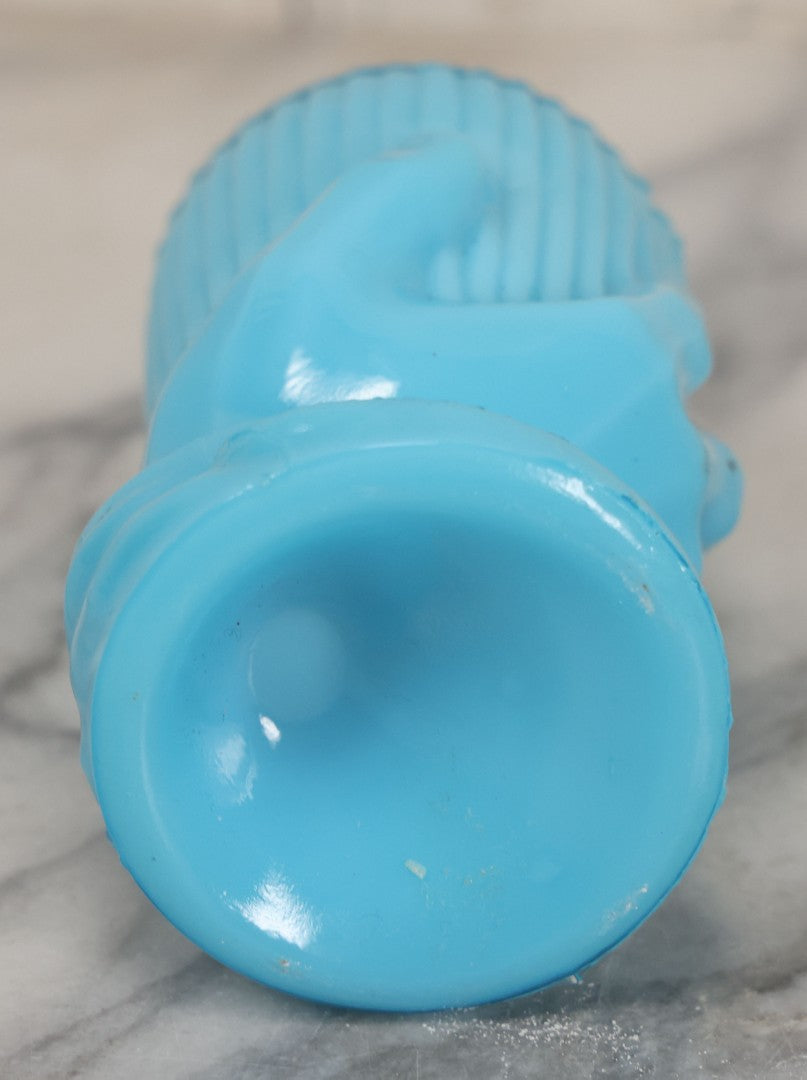 Lot 035 - Vintage Robins Egg Blue Glass Toothpick Or Match Holder With Hand Motif, 3-1/2" Height